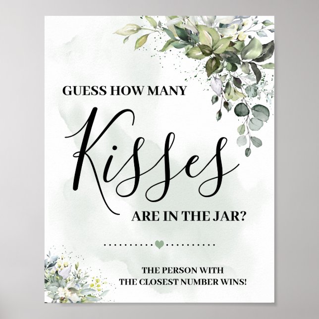 Poster Eucalyptus greenery suculenta quantos beijos sinal (Frente)