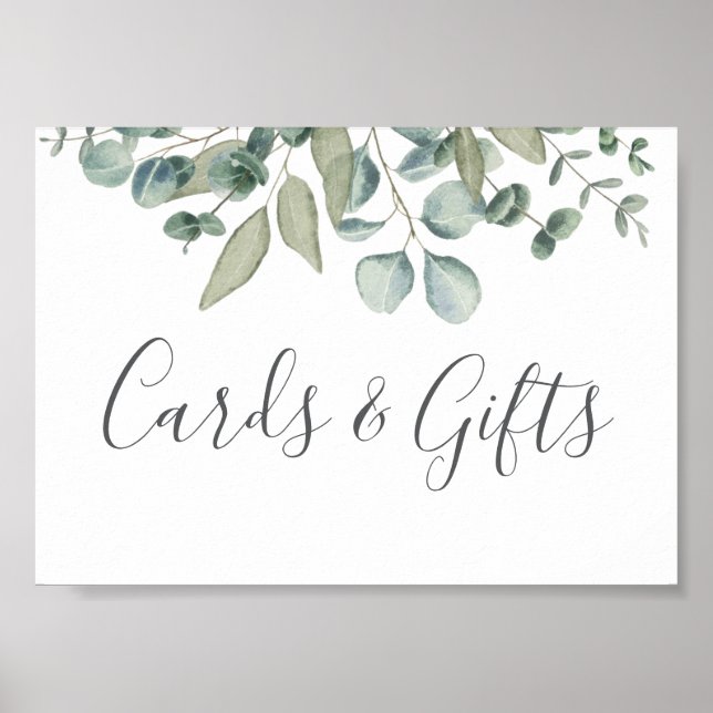 Poster Eucalyptus Greenery Wedding Cards and Gift (Frente)