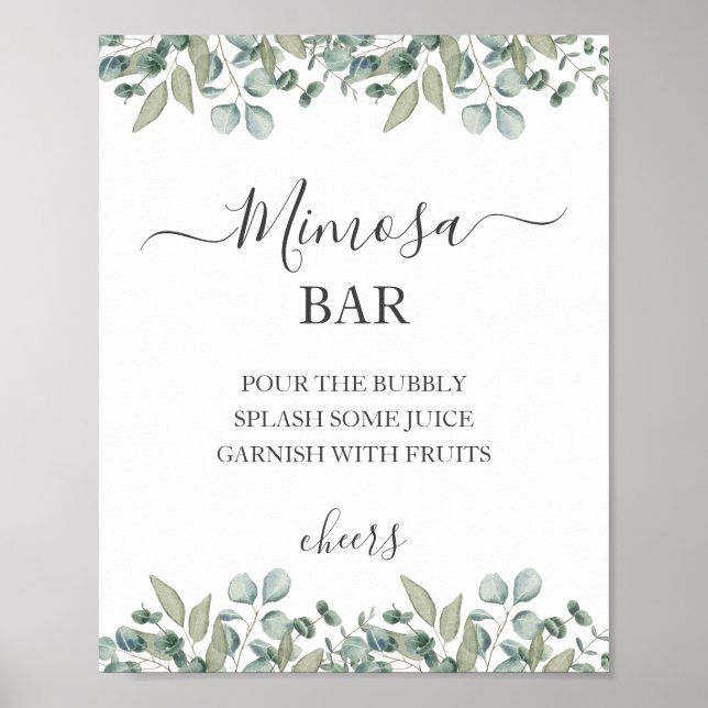 Poster Eucalyptus Greenery Wedding Mimosa Sinal (Frente)