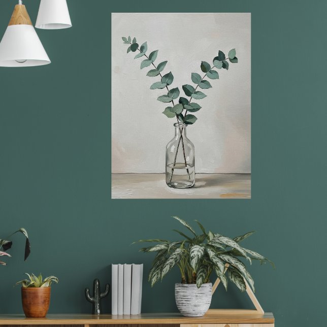 Poster Eucalyptus in Glass Vase a Minimal Botanical Wall  (Sala de Estar 1)
