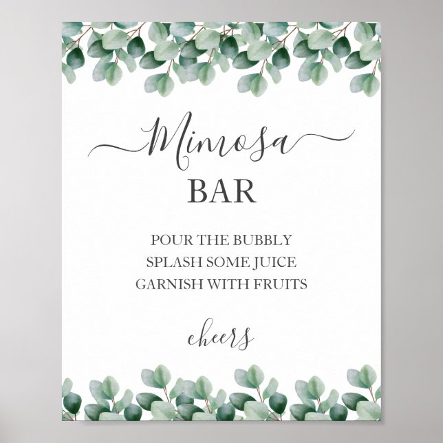 Poster Eucalyptus l Greenery Wedding Mimosa Sinal (Frente)