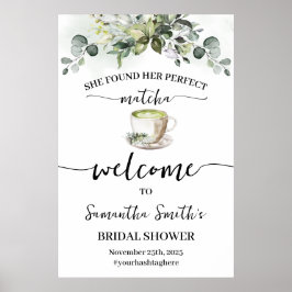 Poster Eucalyptus Matcha Welcome Tea Bridal Shower Sign