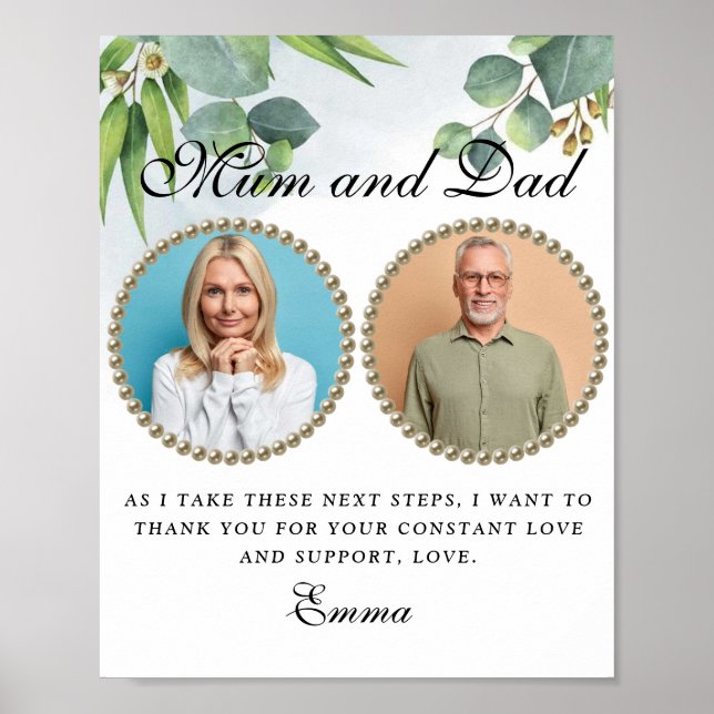 Poster Eucalyptus Parents of the Bride Obrigado presente (Frente)