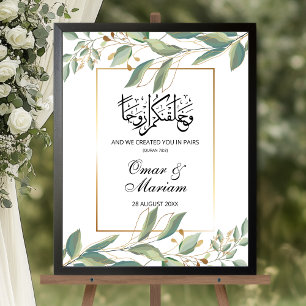 Poster Eucalyptus Sai e Dourado Sinal de Casamento Nikkah
