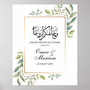 Poster Eucalyptus Sai e Dourado Sinal de Casamento Nikkah
