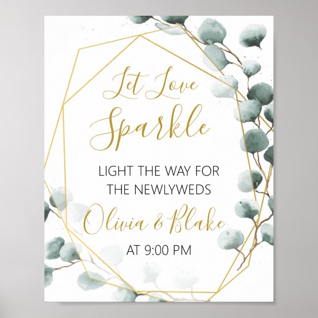 Poster Eucalyptus Themed Sparkler Send Off Sign (Frente)