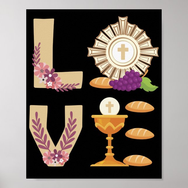 Poster Eucharis Católico 1rua Comunhão Sagrado para Menin (Frente)