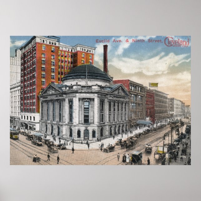 Pôster Euclid Ave, Cleveland, 1916 Vintage (Frente)