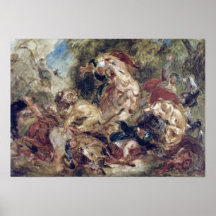 Poster Eugène Delacroix, A Caça Do Leão
