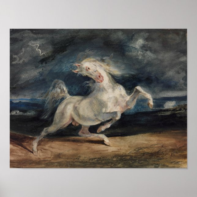 Poster Eugene Delacroix - Cavalo Assustado por Raios (Frente)