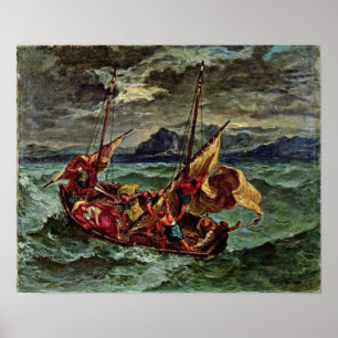 Poster Eugene Delacroix - cristo no mar de Galilee