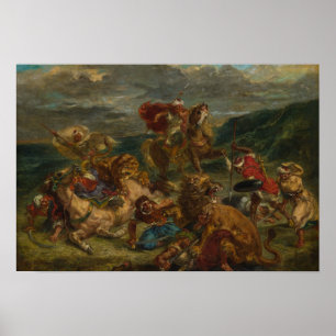 Poster Eugene Delacroix - Leão Hunt