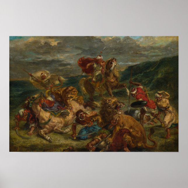 Poster Eugene Delacroix - Leão Hunt (Frente)