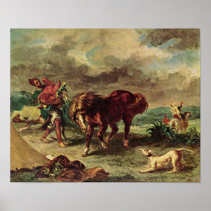 Pôster Eugene Delacroix - marroquino e seu cavalo
