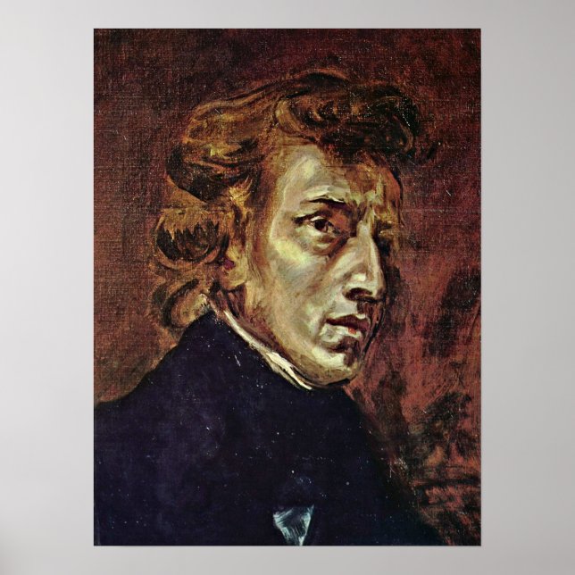 Pôster Eugene Delacroix - Retrato de Frederic Chopin (Frente)