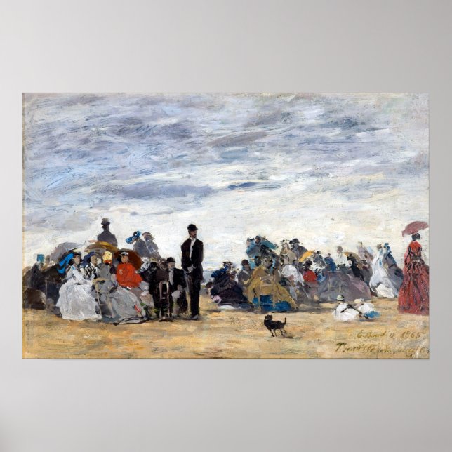 Poster Eugène Louis Boudin Beach em Trouville (Frente)