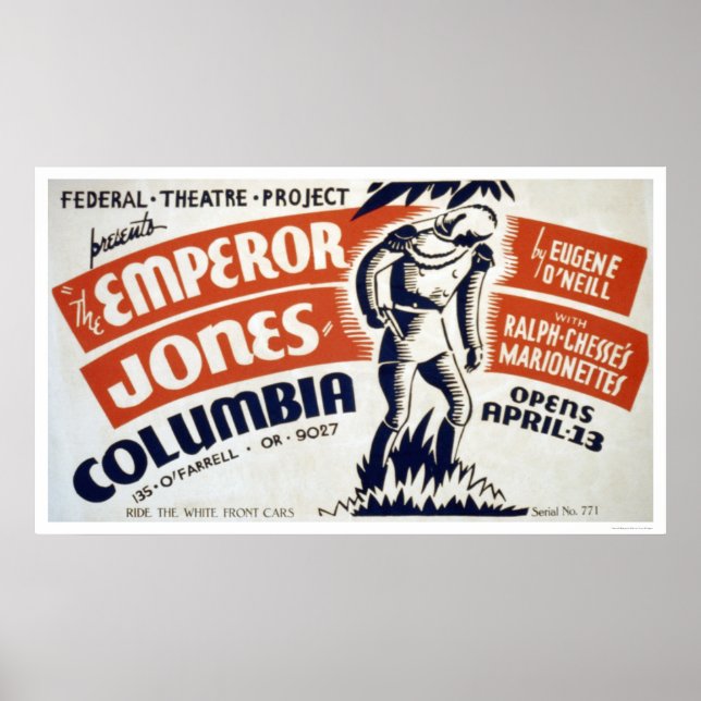 Pôster Eugene ONeill Imperador 1937 WPA (Frente)