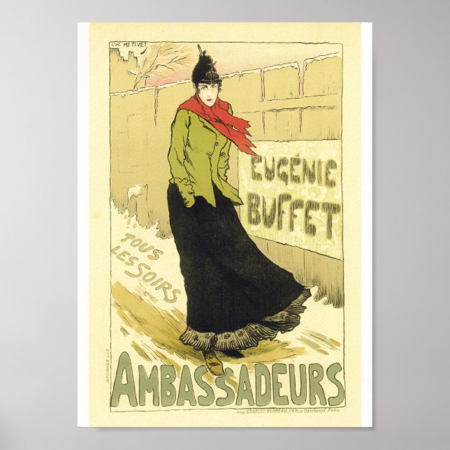 Poster Eugenie Buffet, Publicidade Francesa Vintage (Frente)