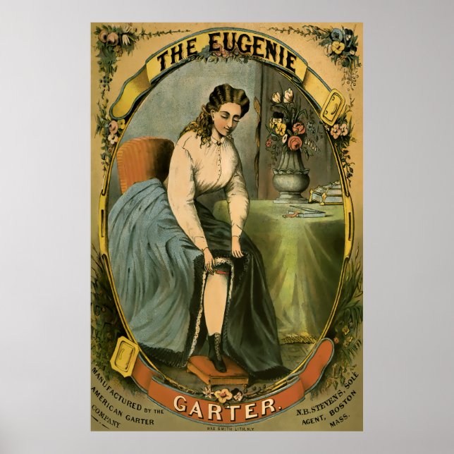 Poster EUGENIE Garter Advertisement c. 1840 (Frente)