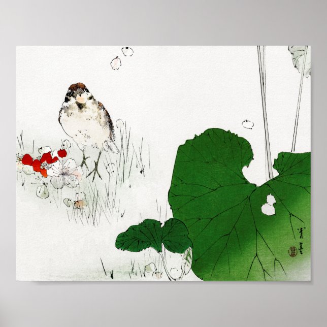 Poster Eurasian Tree Sparrow, Watanabe Seitei (Frente)