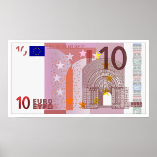 Poster EURO 10 Nota de euro Dez Notas de euro