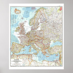 Poster "Europa: 1957 MAPA Pormenorizado ...