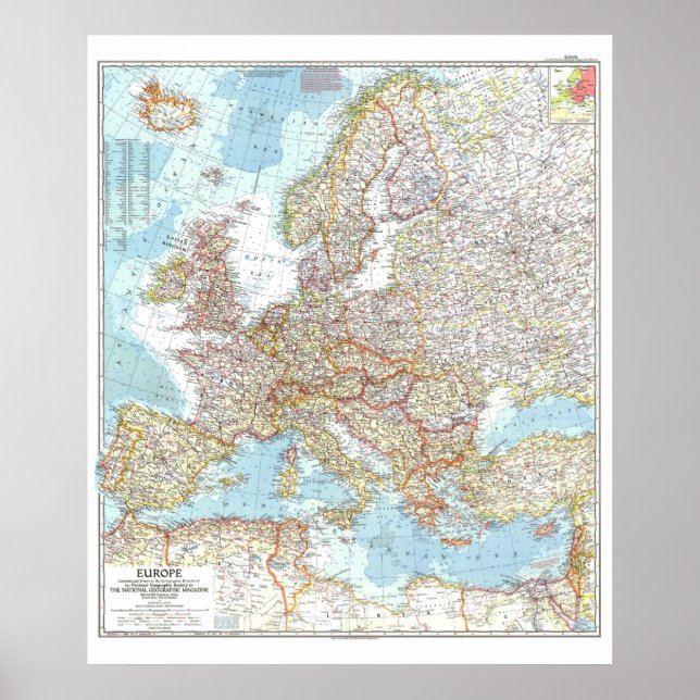 Poster "Europa: 1957 MAPA Pormenorizado ... (Frente)