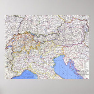 Poster "Europa: 1965/heute - Karte der Alpenländer ...