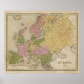 Poster Mapa de cores do cheio da Europa