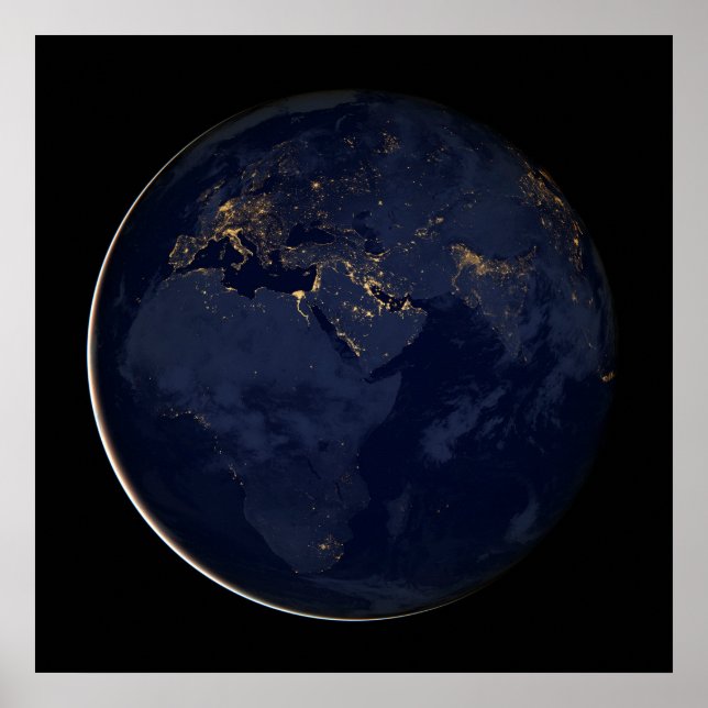 Poster Europa, África e Médio Oriente Luzes À Noite (Frente)