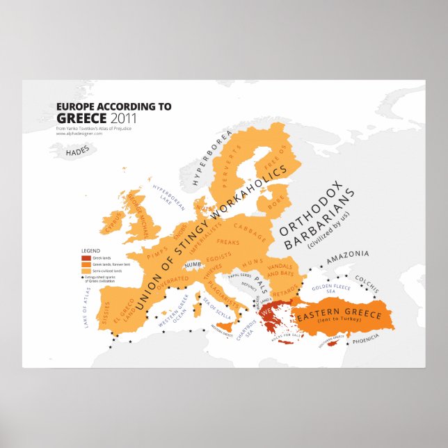 Pôster Europa de acordo com a Grécia (Frente)