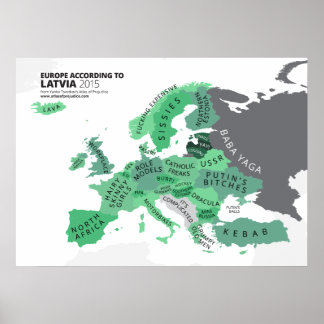 Poster Europa de acordo com a Letónia