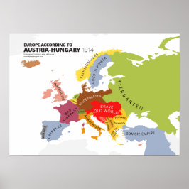 Pôster Europa De Acordo Com Áustria-Hungria