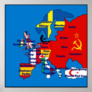 Pôster Europa de acordo com o mapa dos americanos