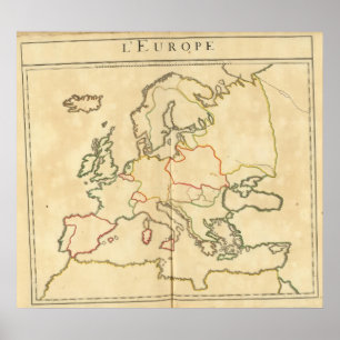 Pôster Europa e esboço principal das cidades