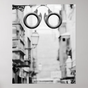 Poster Europa, Espanha, Maiorca. Placa de loja de óculos,