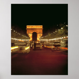 Pôster Europa, França, Paris. Tráfego noturno apressado
