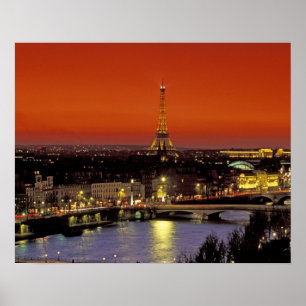 Pôster Europa, França, Paris. Vista do pôr do sol da Torr