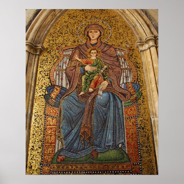 Pôster Europa, Itália, Sicília, Taormina. Madonna e crian (Frente)
