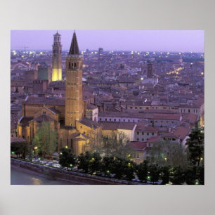 Pôster Europa, Itália, Vêneto, Verona. Vista do Castel