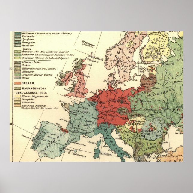 Poster Europa Mapeia Países da Antiguidade Mundial (Frente)