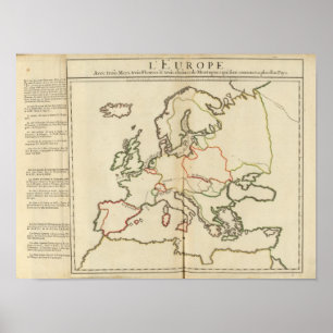 Pôster Europa, Montanhas e Rios