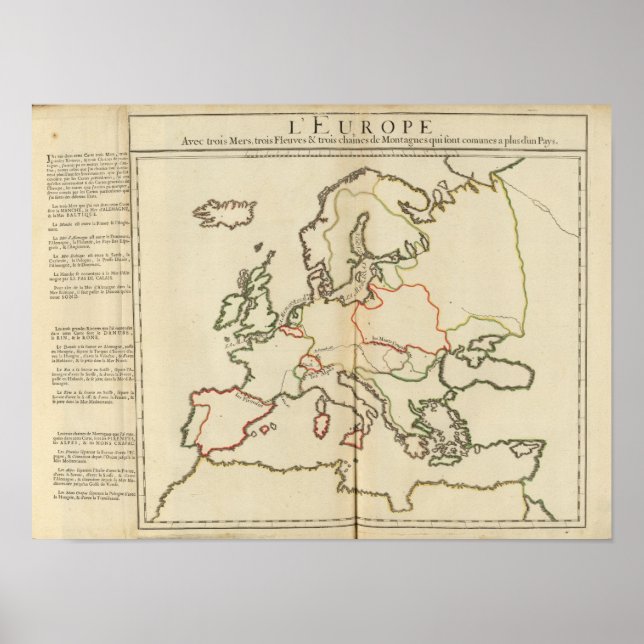 Pôster Europa, Montanhas e Rios (Frente)
