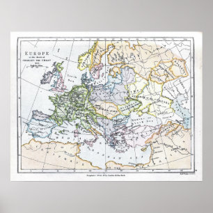 Pôster Europa na morte de Charles o Excelente: 814 AD