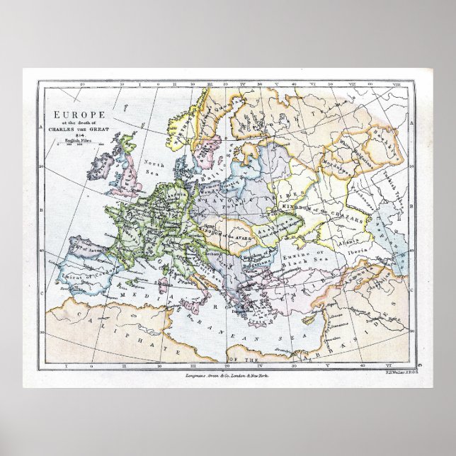 Pôster Europa na morte de Charles o Excelente: 814 AD (Frente)