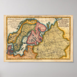 Pôster Europa norte Bonne, reprodução 1760 do M.