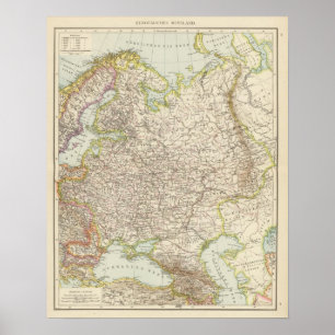 Pôster Europaisches Russland - mapa de Europa e de Rússi