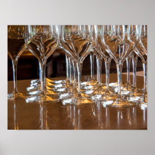 Poster Europe, Italy, Tuscany. Wine glasses in a winery