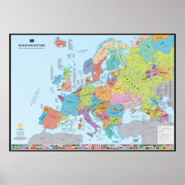 Poster "European Nations" Carte des nations (en anglais)