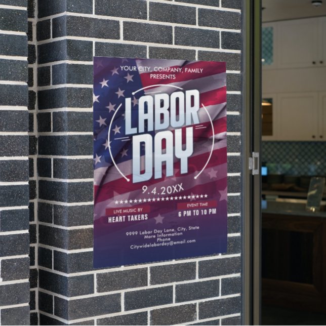 Poster Evento de Celebração do Dia da Mão de Obra do Sina (Custom USA Flag Labor Day Celebration Event Poster)